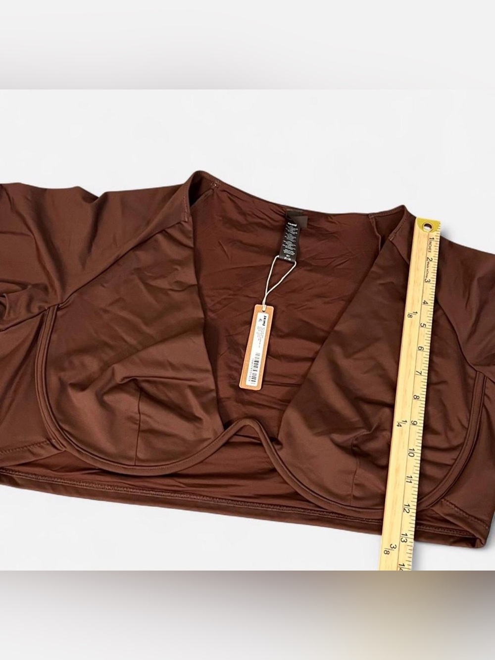 NWT Skims Recycled Swim Underwire Top Women Cocoa Stretch Long Sleeve 3XL - Picture 5 of 9